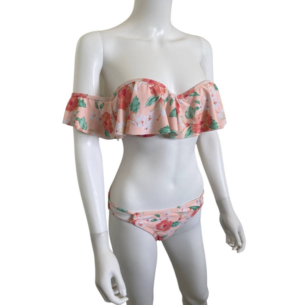 Hibiscus Floral Print Off the Shoulder Bikini set